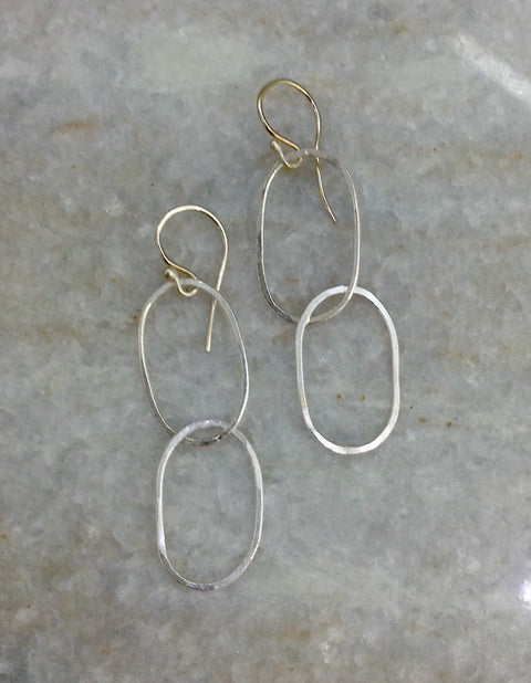 Fine Silver Oval Link Earrings