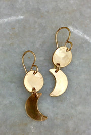 Gold Shimmer Crescent Moon Earrings