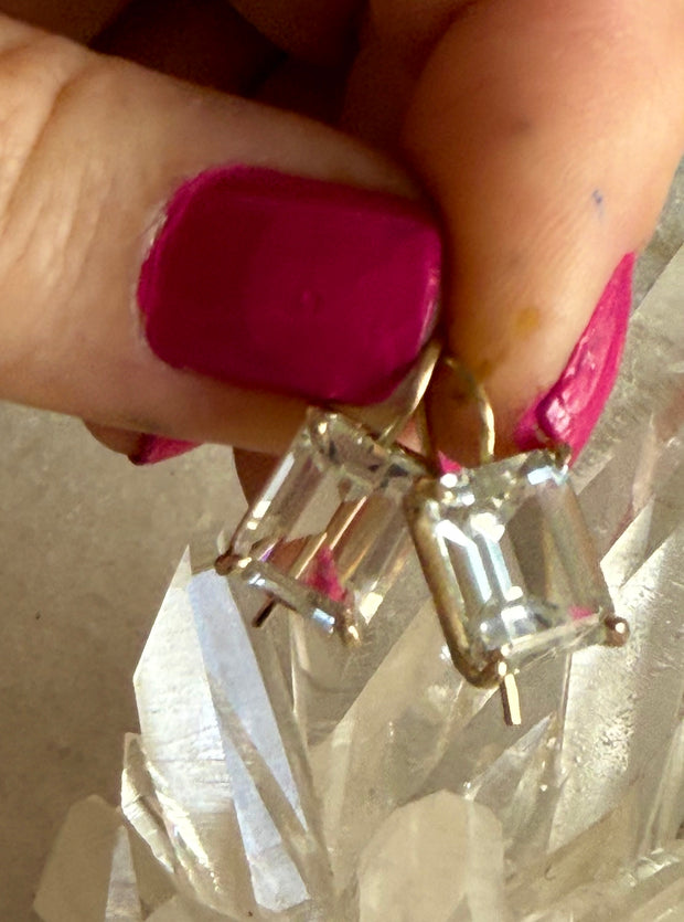 Gold and Silver Topaz Earrings