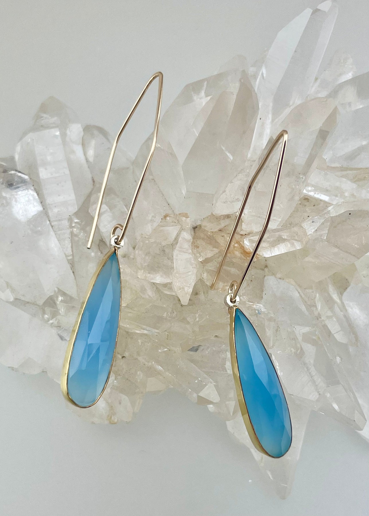 Aqua chalcedony store earrings