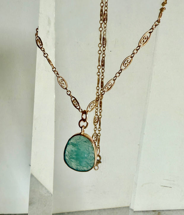 Aquamarine Rose Cut Necklace