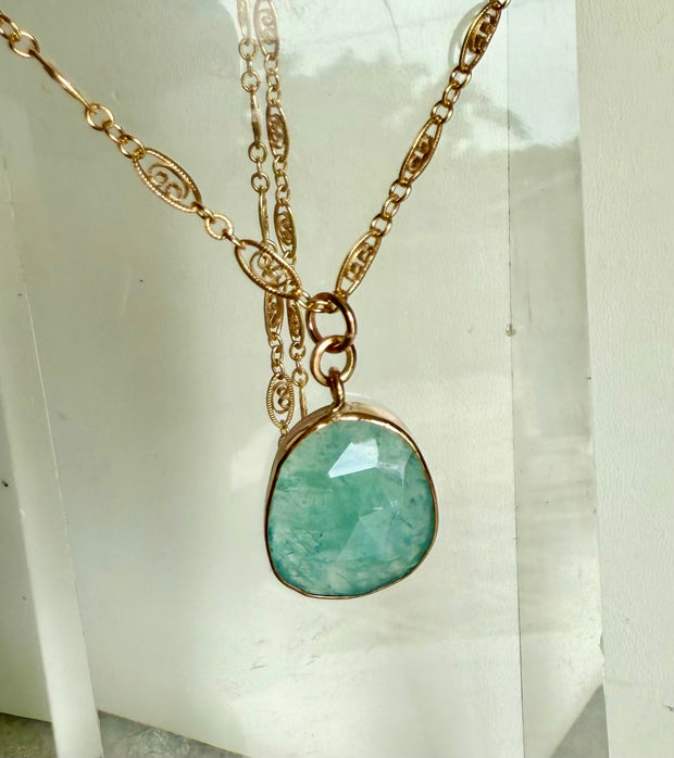 Aquamarine Rose Cut Necklace