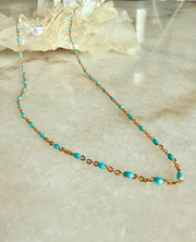 Turquoise Enamel Chain Necklace