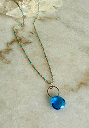 Turquoise Enamel Chain Necklace