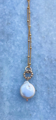 Coin Pearl Drop Necklace