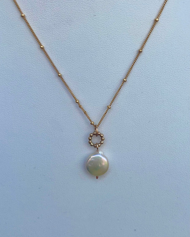 Coin Pearl Drop Necklace