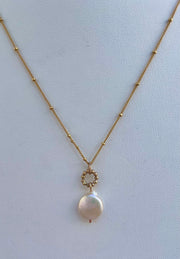 Coin Pearl Drop Necklace