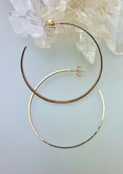 Gold Hammered Post Hoop Earrings