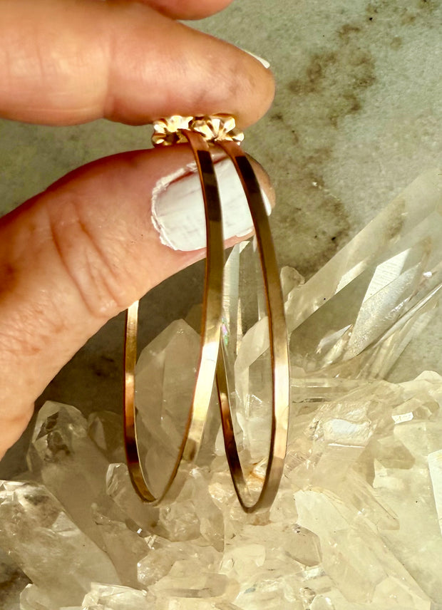 Round Gold Post Hoop Earrings Small