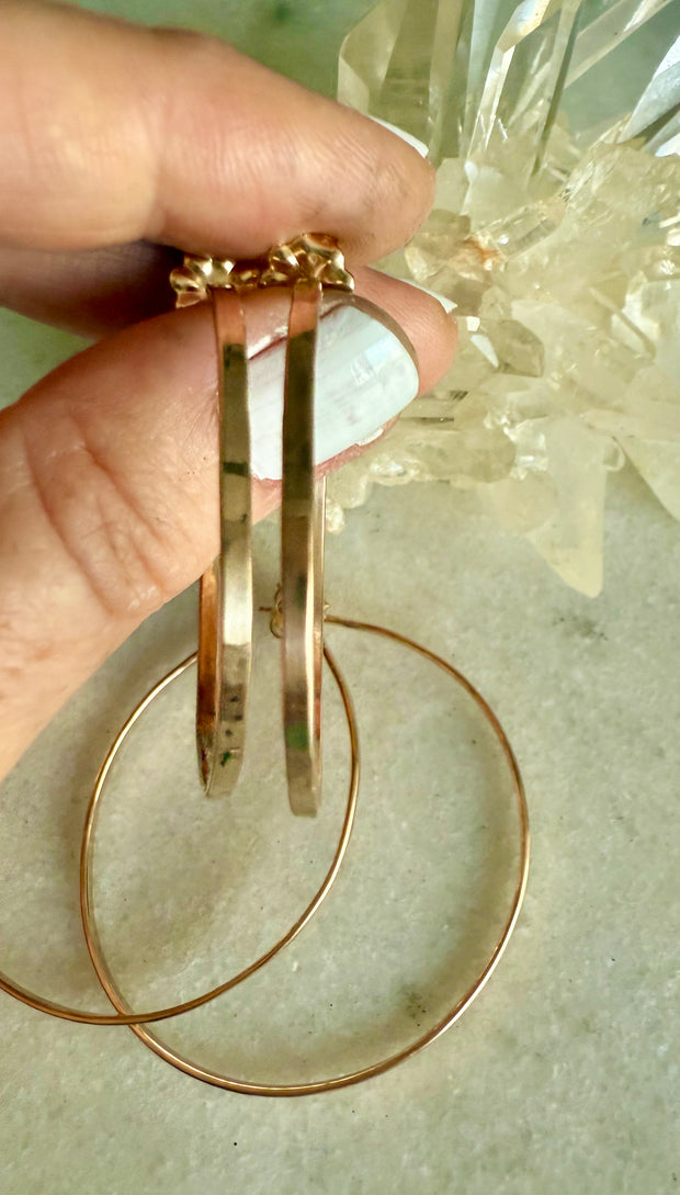 Round Gold Post Hoop Earrings Small