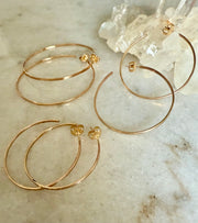 Round Gold Post Earrings Large