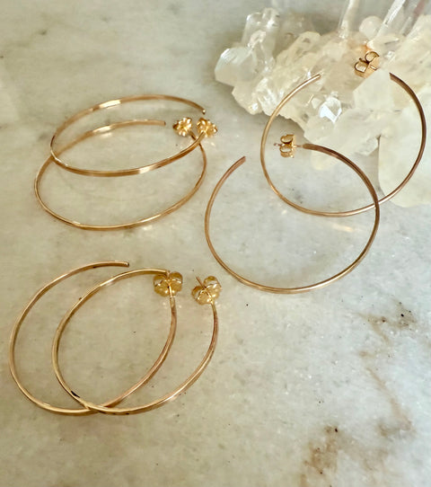 Round Gold Post Earrings Large