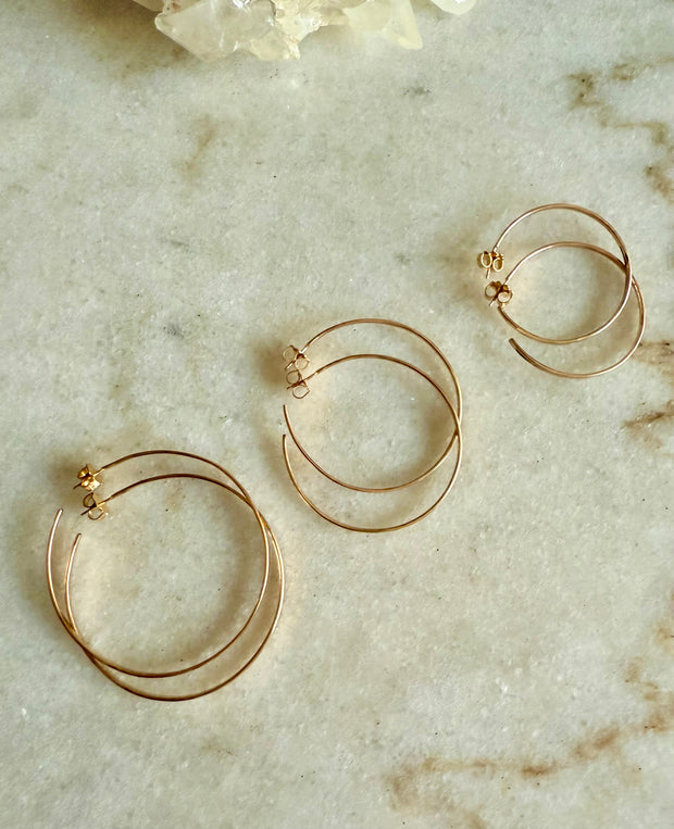 Round Gold Post Earrings Large