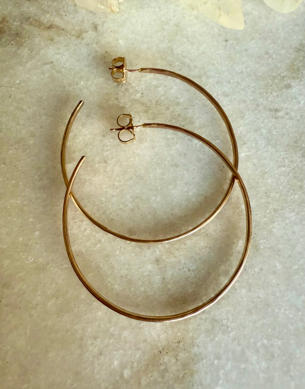 Round Gold Post Hoop Earrings Small