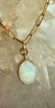 Golden Glow Rainbow Moonstone Pendant