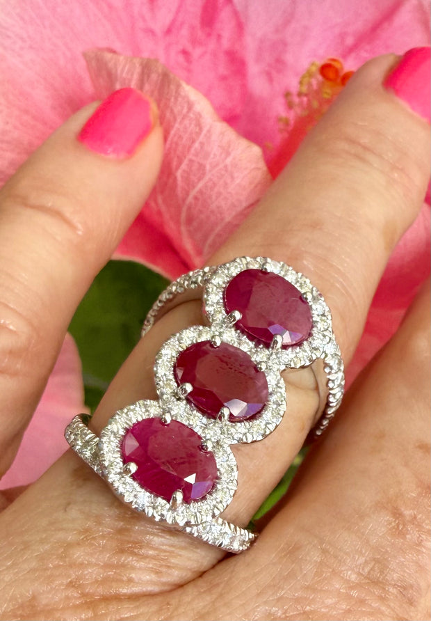Ruby and Diamond Cocktail Ring