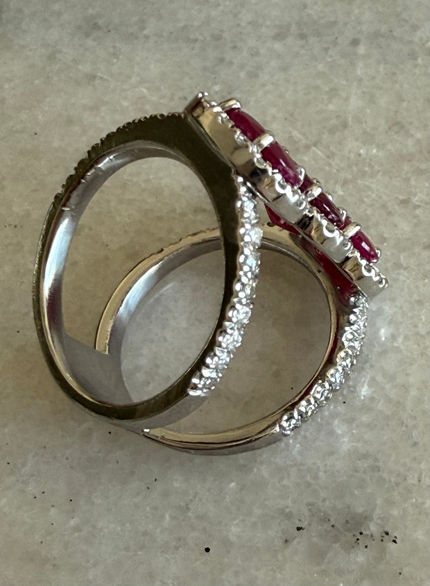 Ruby and Diamond Cocktail Ring