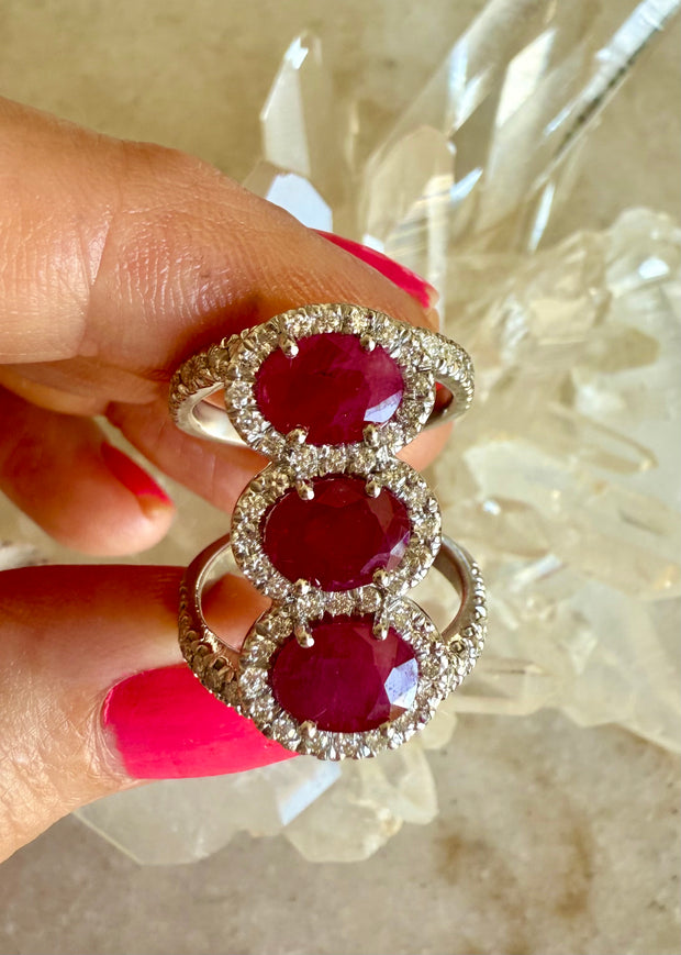 Ruby and Diamond Cocktail Ring