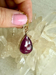 Ruby Pendant with Paperclip Chain Necklace
