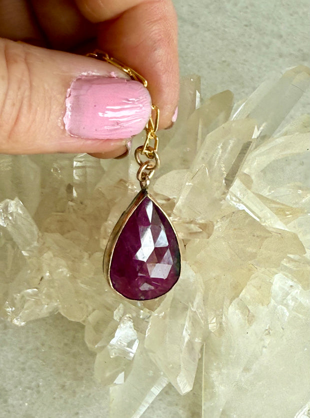 Ruby Pendant with Paperclip Chain Necklace
