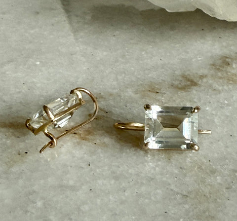 Gold and Silver Topaz Earrings
