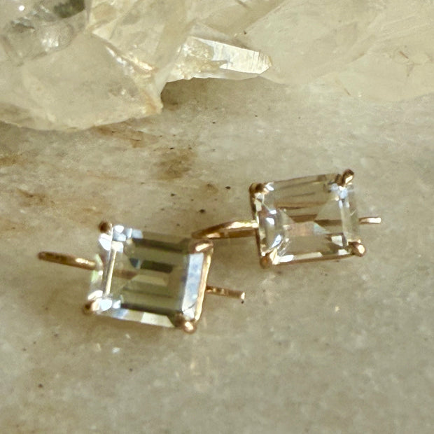 Gold and Silver Topaz Earrings
