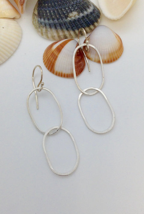 Fine Silver Oval Link Earrings