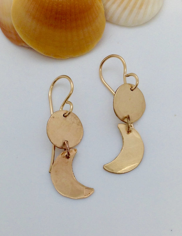 Gold Shimmer Crescent Moon Earrings