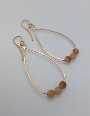 Infinity Gold Peach Moonstone Earrings
