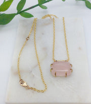Rose Quartz Prong Necklace
