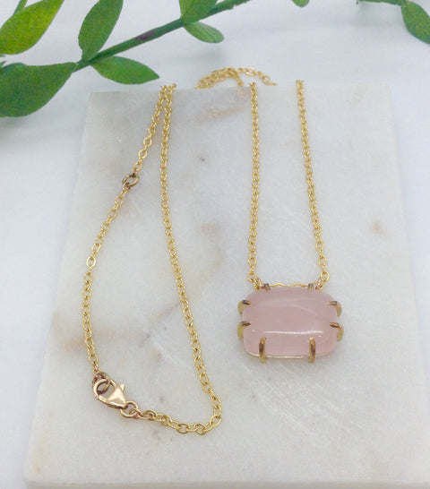Rose Quartz Prong Necklace